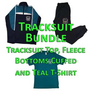 Curragh C.C. Tracksuit Bundle with Tracksuit Top, Bottoms Cuffed and Teal T-Shirt